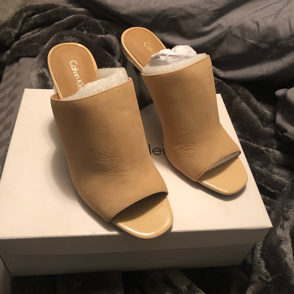 Calvin Klein suede mules